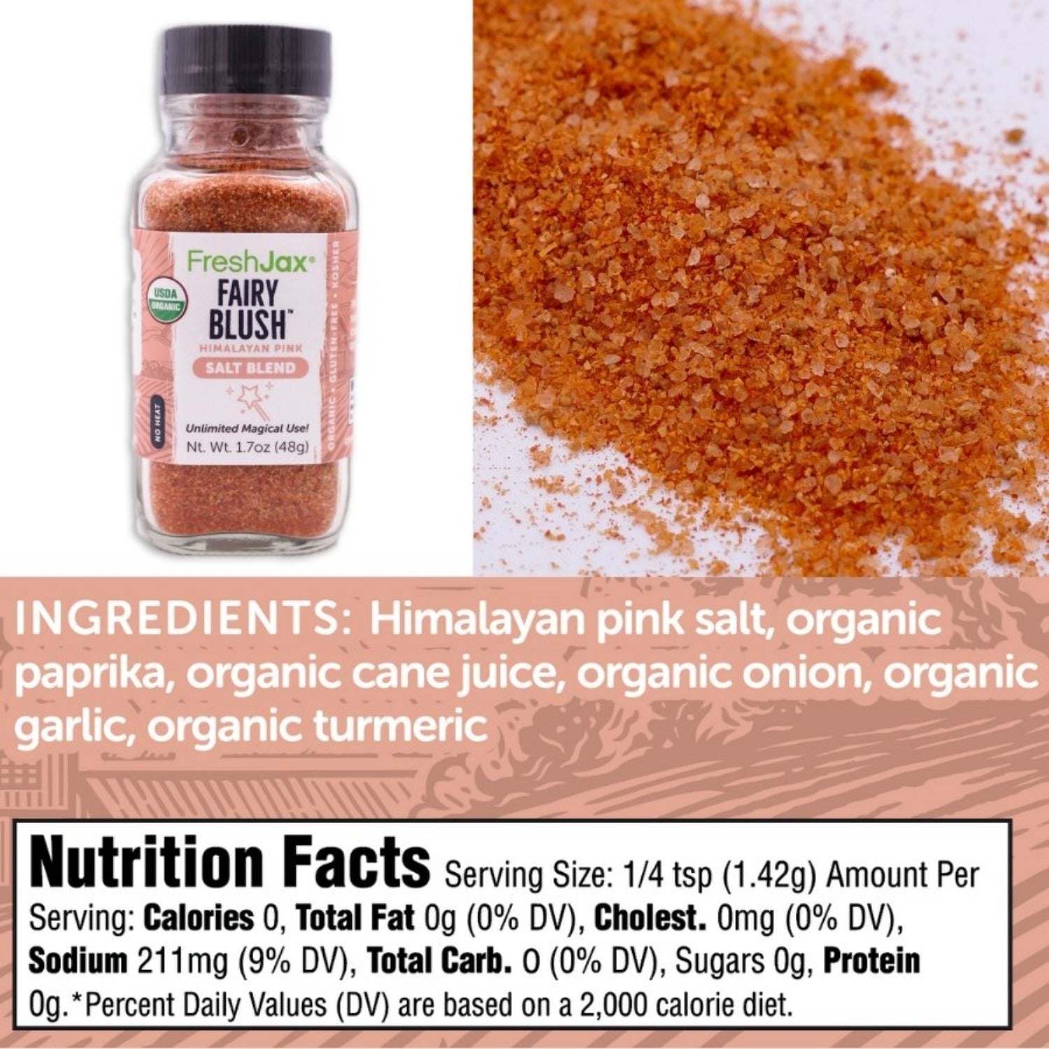 FreshJax Fairy Blush Seasoning Ingredients and Nutritional Information