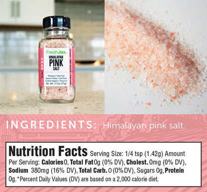 FreshJax Himalayan Pink Salt Ingredients and Nutritional Information