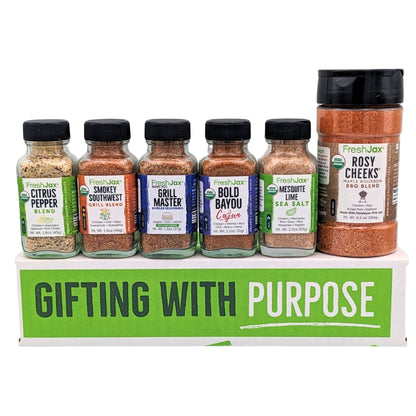 FreshJax Grill and BBQ 6-Pack: Citrus Pepper, Smokey Southwest, Grill Master, Bold Bayou, Mesquite Lime, Rosy Cheeks,