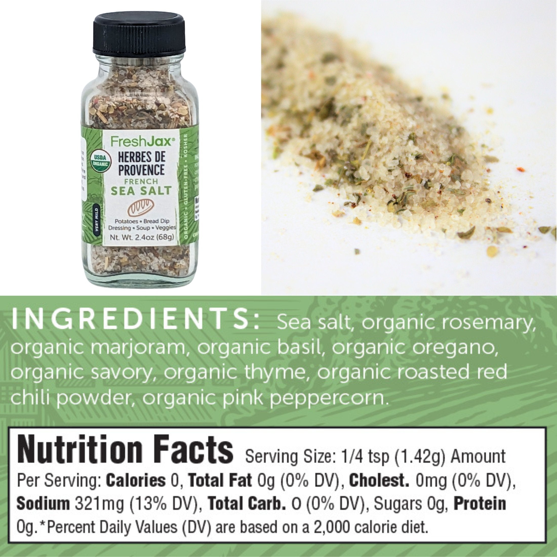 FreshJax Organic Spices Herbes de Provence  Ingredients and Nutritional Information