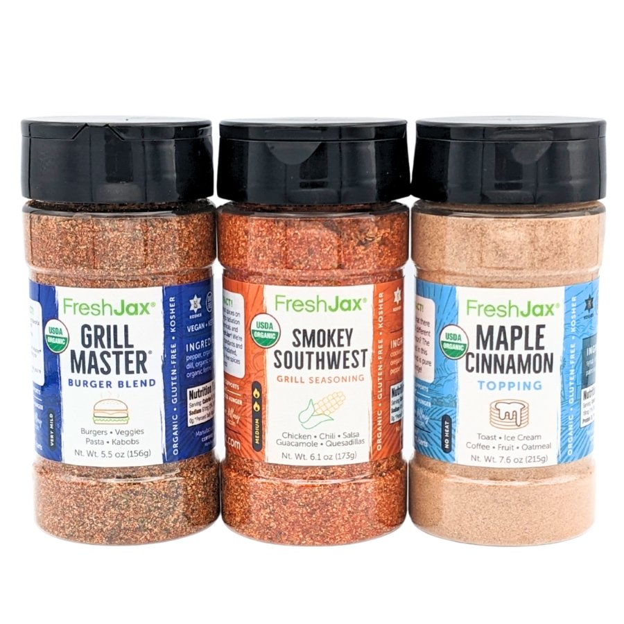 Seasonings Gift Set, 3-Pack : Grill Master Burger Blend , Smokey Southwest , Maple Cinnamon Topping