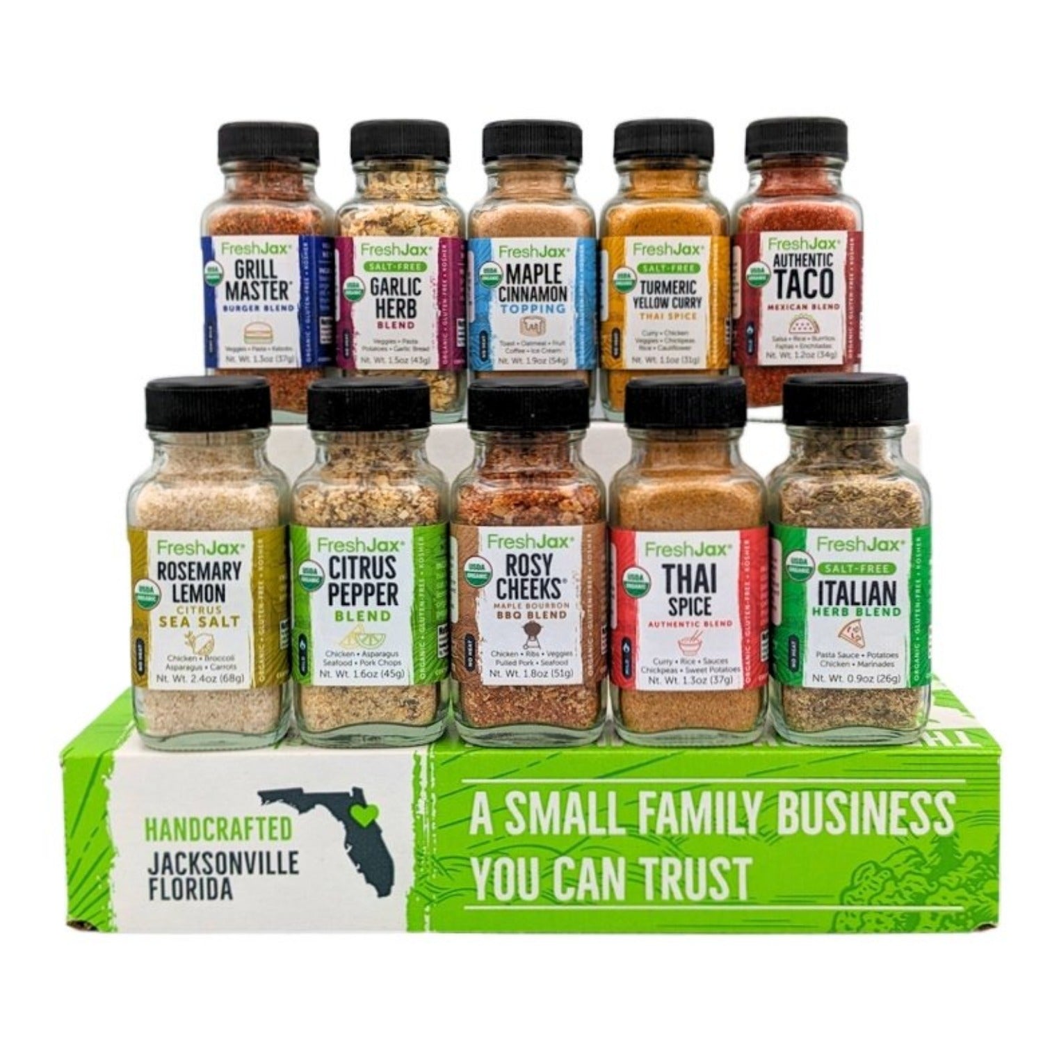 FreshJax Organic Spices Organic 10 Spice Gift Set: Veggie Lovers