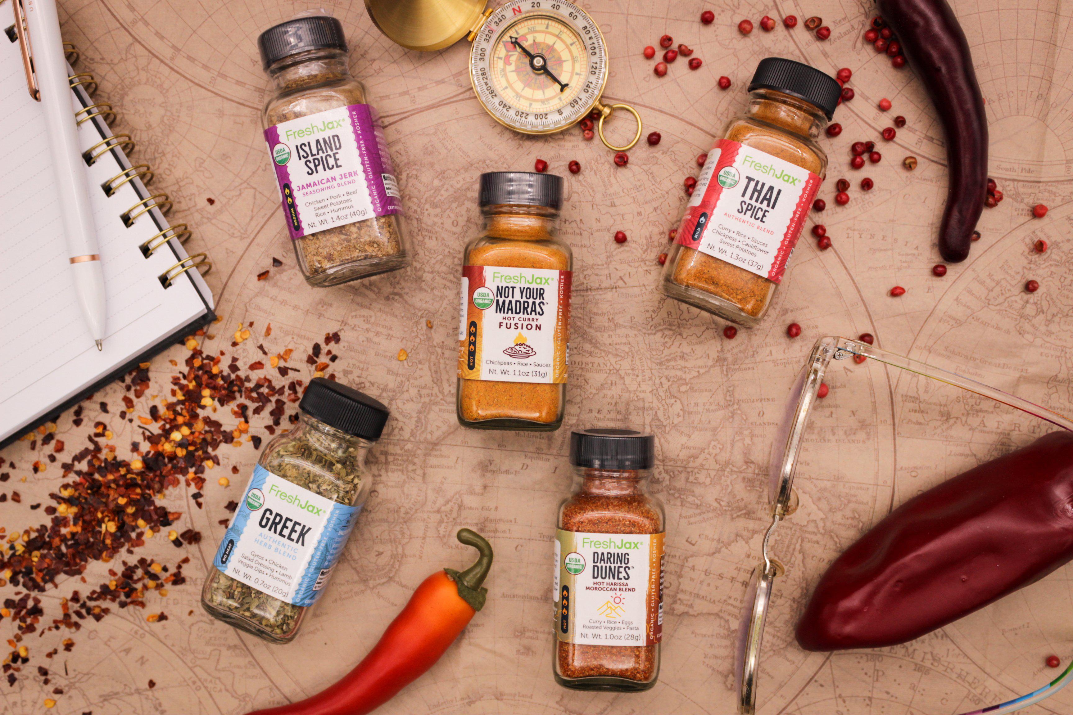 FreshJax Organic Spices Taste the World Organic Spice Sampler Gift Set: The International Culinary Chef's Seasoning Collection
